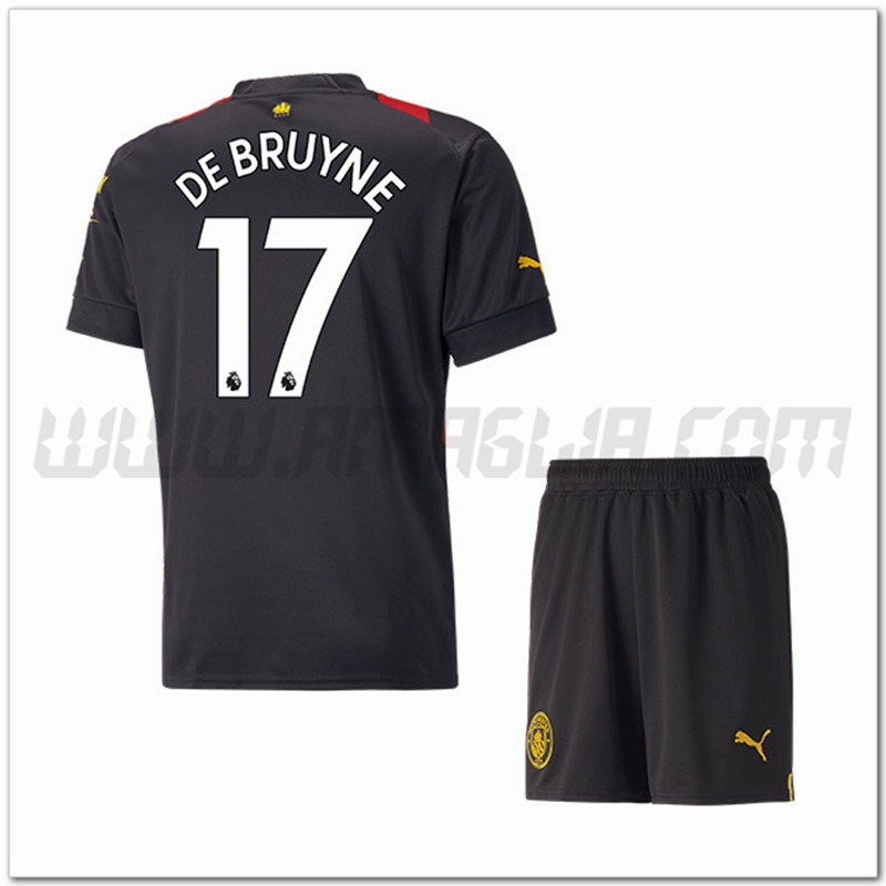 Kit Maglia DE BRUYNE #17 Manchester City Bambino Seconda 2022 2023