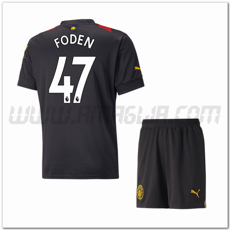 Kit Maglia FODEN #47 Manchester City Bambino Seconda 2022 2023