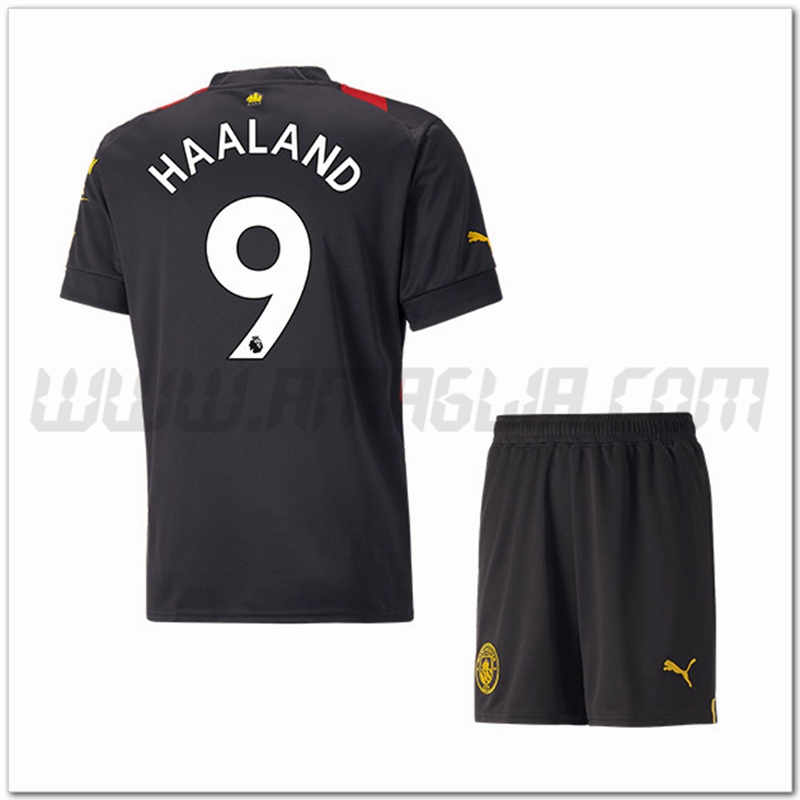 Kit Maglia HAALAND #9 Manchester City Bambino Seconda 2022 2023