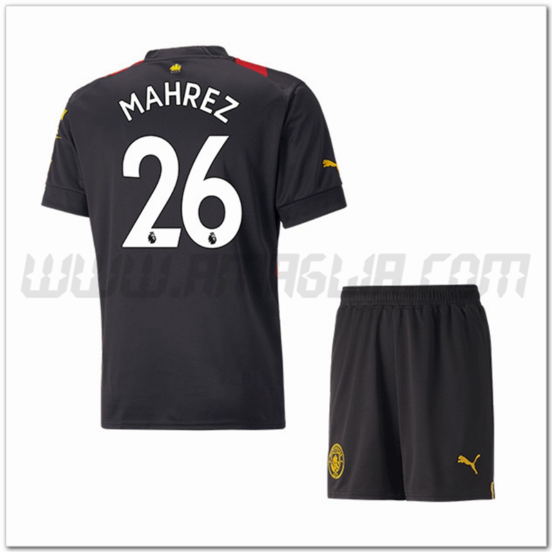 Kit Maglia MAHREZ #26 Manchester City Bambino Seconda 2022 2023