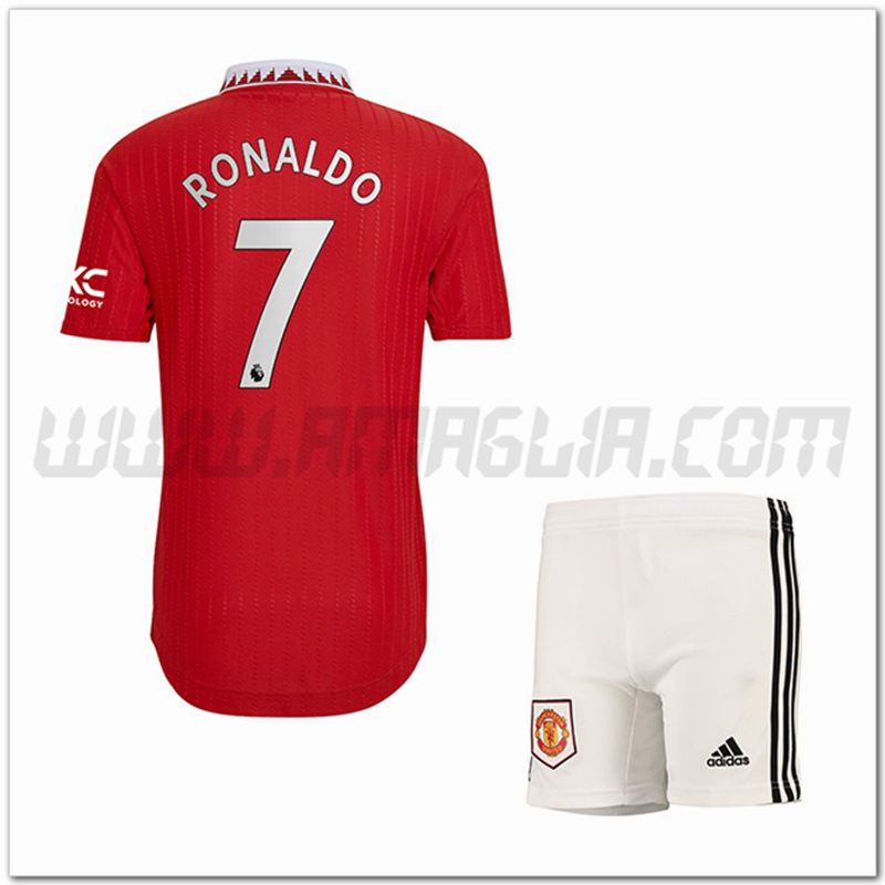 Kit Maglia RONALDO #7 Manchester United Bambino Prima 2022 2023