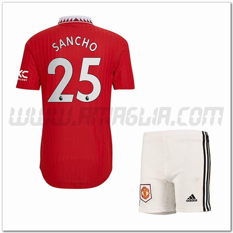 Kit Maglia SANCHO #25 Manchester United Bambino Prima 2022 2023