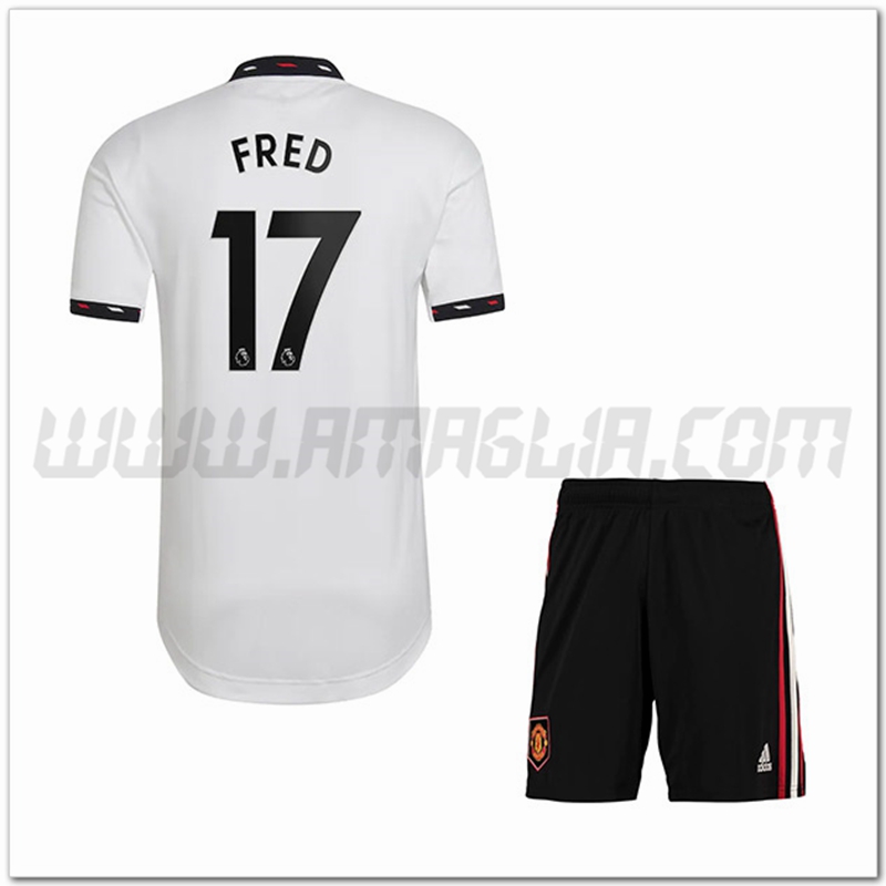Kit Maglia FRED #17 Manchester United Bambino Seconda 2022 2023