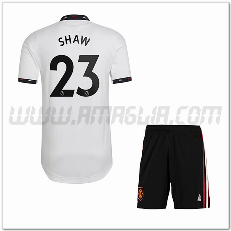 Kit Maglia SHAW #23 Manchester United Bambino Seconda 2022 2023