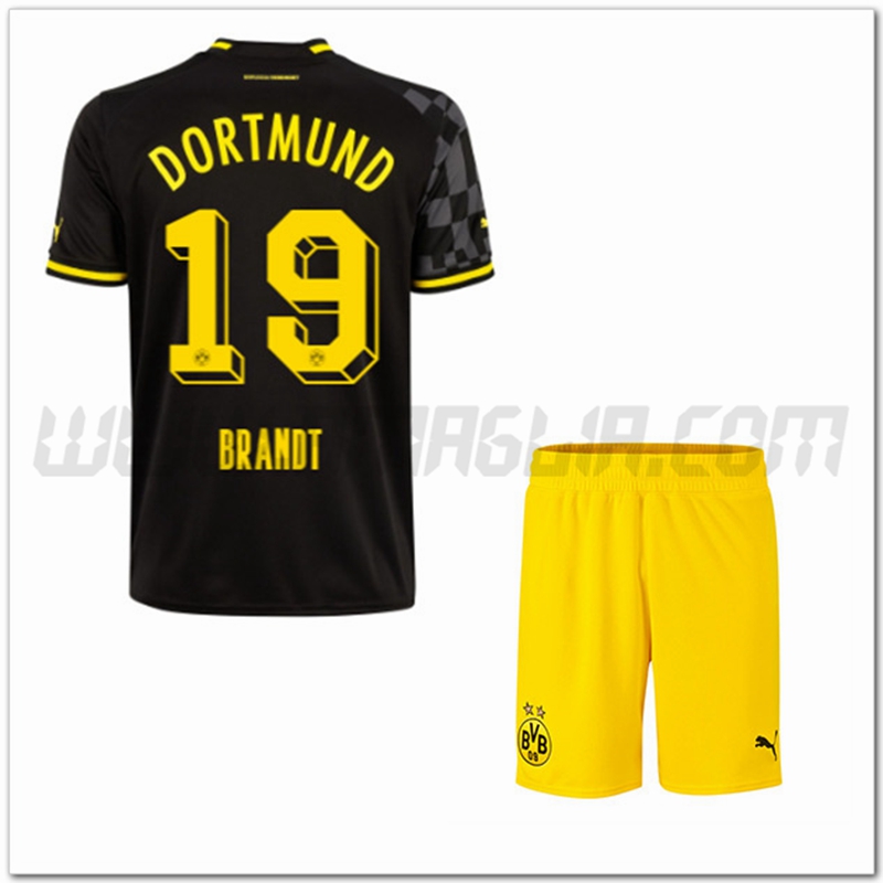 Kit Maglia BRANDT #19 Dortmund BVB Bambino Seconda 2022 2023