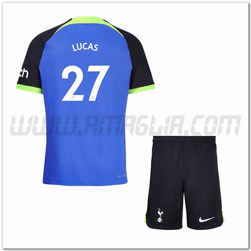 Kit Maglia LUCAS #27 Tottenham Hotspurs Bambino Seconda 2022 2023