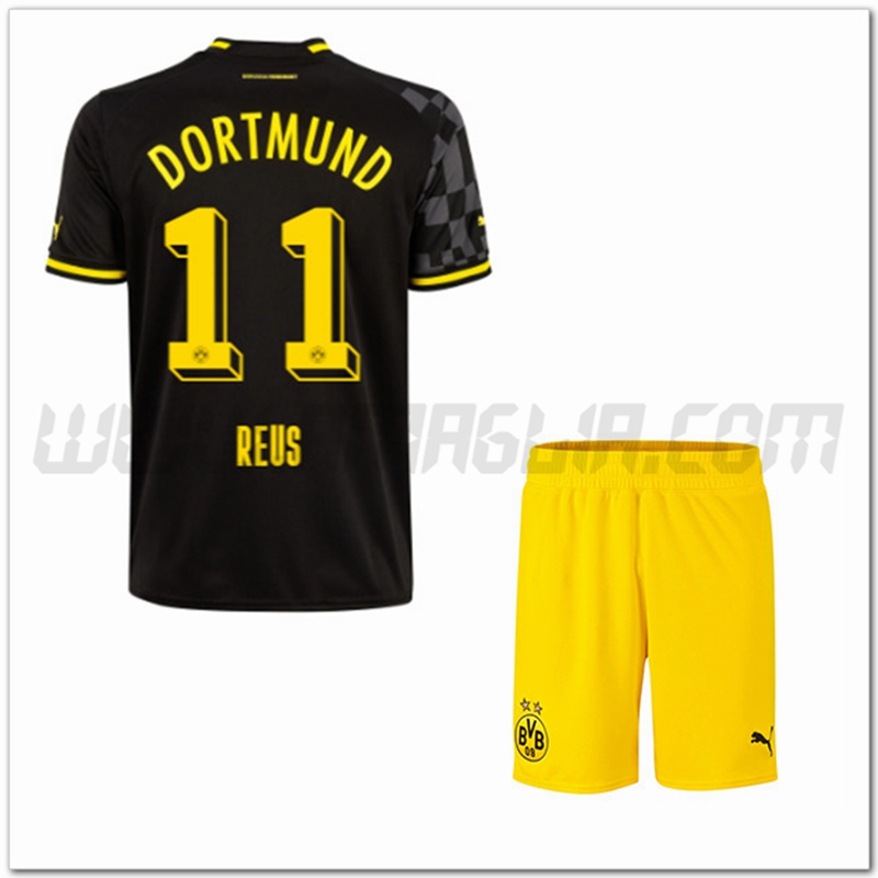 Kit Maglia REUS #11 Dortmund BVB Bambino Seconda 2022 2023