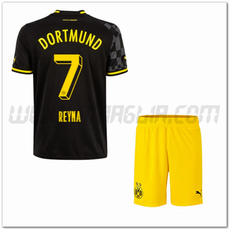 Kit Maglia REYNA #7 Dortmund BVB Bambino Seconda 2022 2023