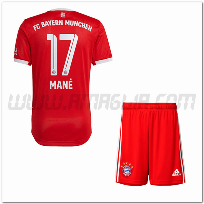 Kit Maglia MANÉ #17 Bayern Monaco Bambino Prima 2022 2023