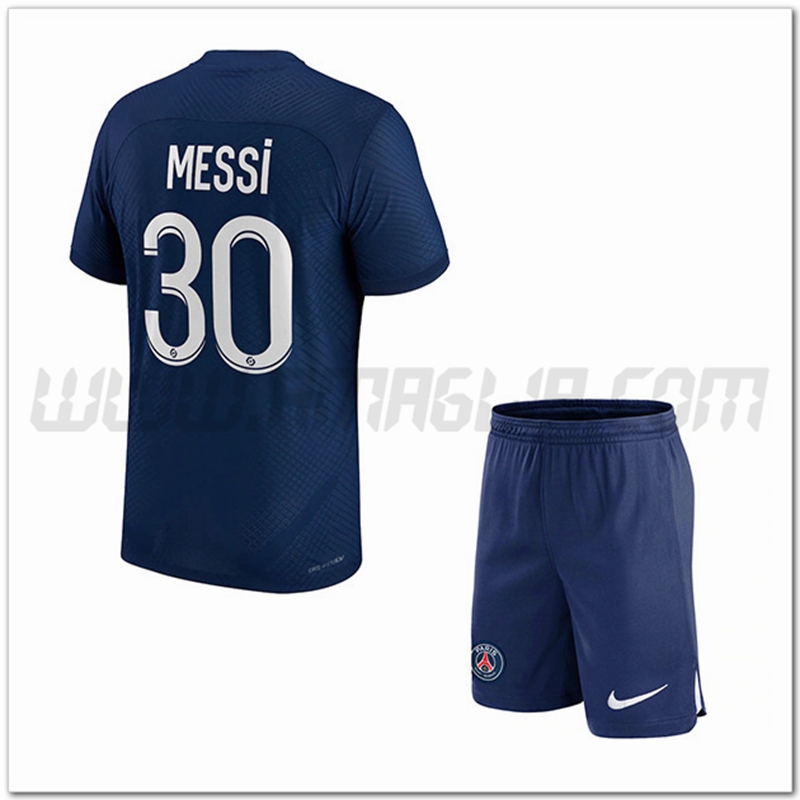 Kit Maglia MESSI #30 PSG Bambino Prima 2022 2023