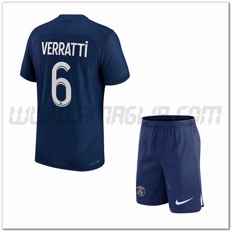 Kit Maglia VERRATTI #6 PSG Bambino Prima 2022 2023
