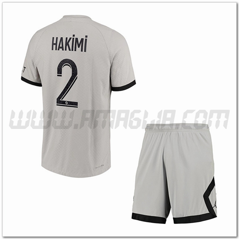 Kit Maglia HAKIMI #2 PSG Bambino Seconda 2022 2023