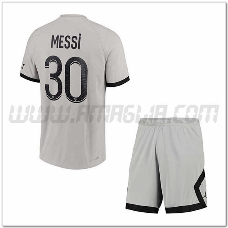 Kit Maglia MESSI #30 PSG Bambino Seconda 2022 2023