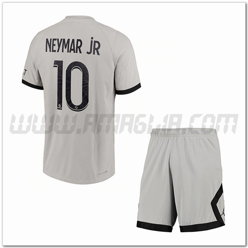 Kit Maglia NEYMAR JR #10 PSG Bambino Seconda 2022 2023