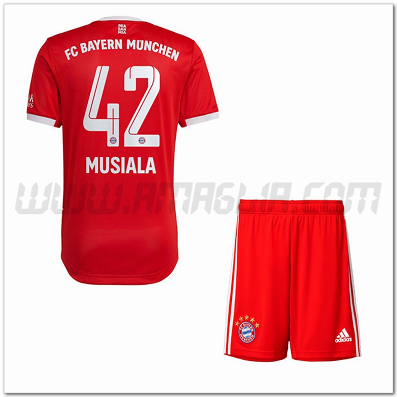 Kit Maglia MUSIALA #42 Bayern Monaco Bambino Prima 2022 2023