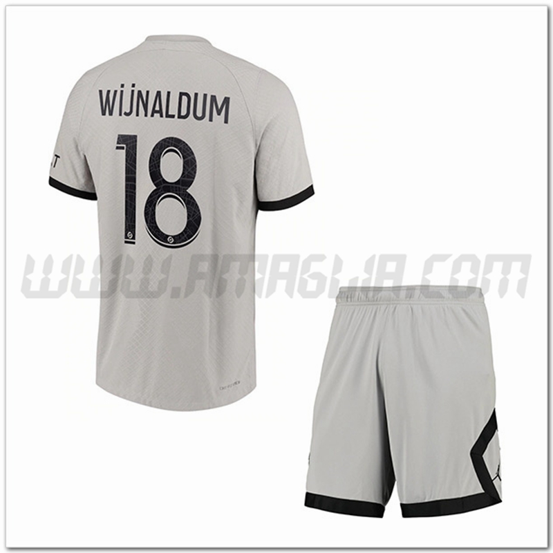 Kit Maglia WIJNALDUM #18 PSG Bambino Seconda 2022 2023