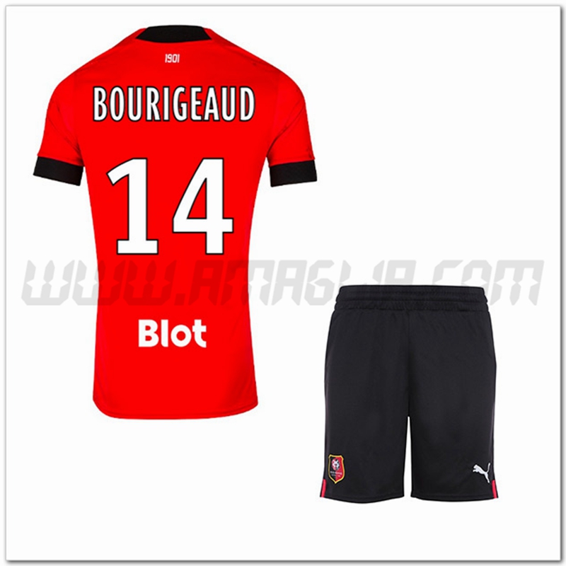 Kit Maglia BOURIGEAUD #14 Stade Rennais Bambino Prima 2022 2023