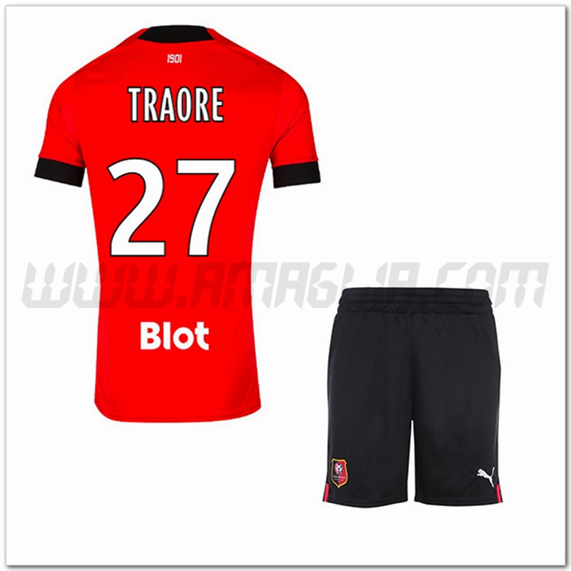 Kit Maglia TRAORE #27 Stade Rennais Bambino Prima 2022 2023