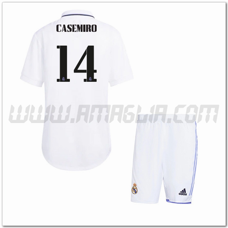 Kit Maglia CASEMIRO #14 Real Madrid Bambino Prima 2022 2023