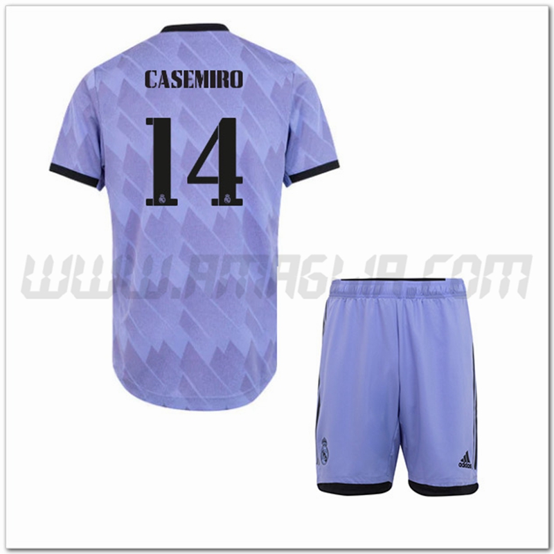 Kit Maglia CASEMIRO #14 Real Madrid Bambino Seconda 2022 2023
