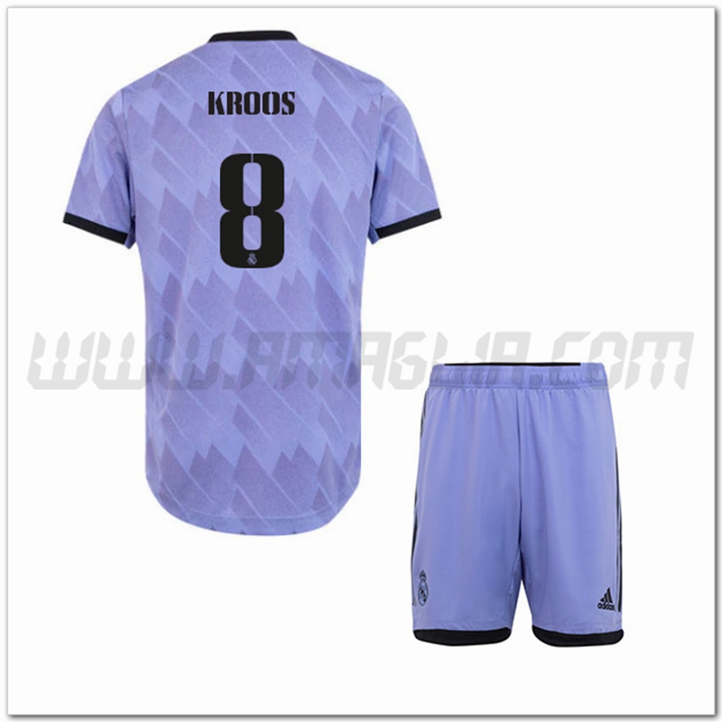 Kit Maglia KROOS #8 Real Madrid Bambino Seconda 2022 2023