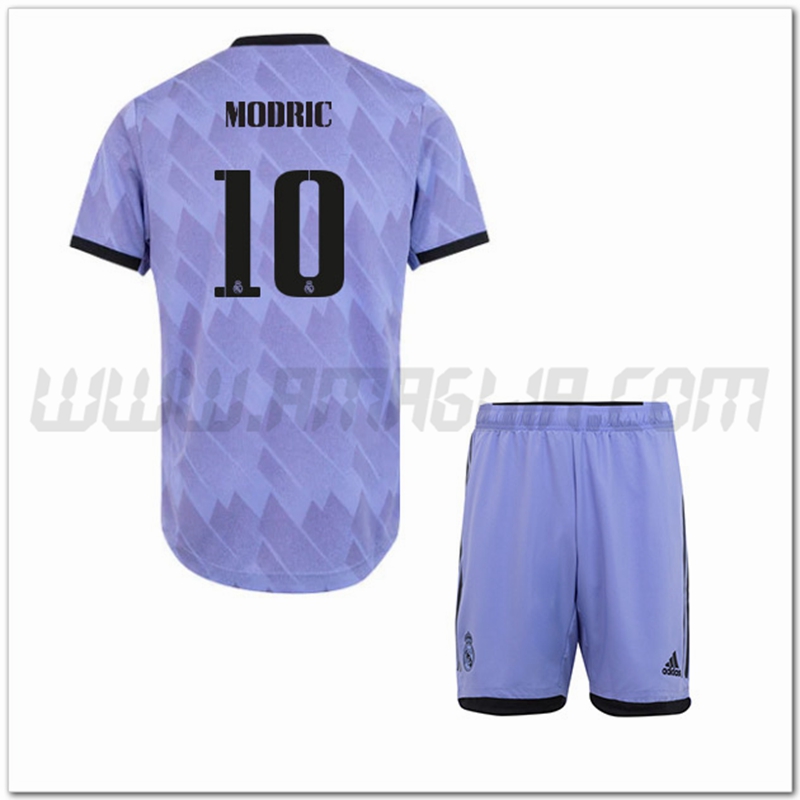 Kit Maglia MODRIC #10 Real Madrid Bambino Seconda 2022 2023