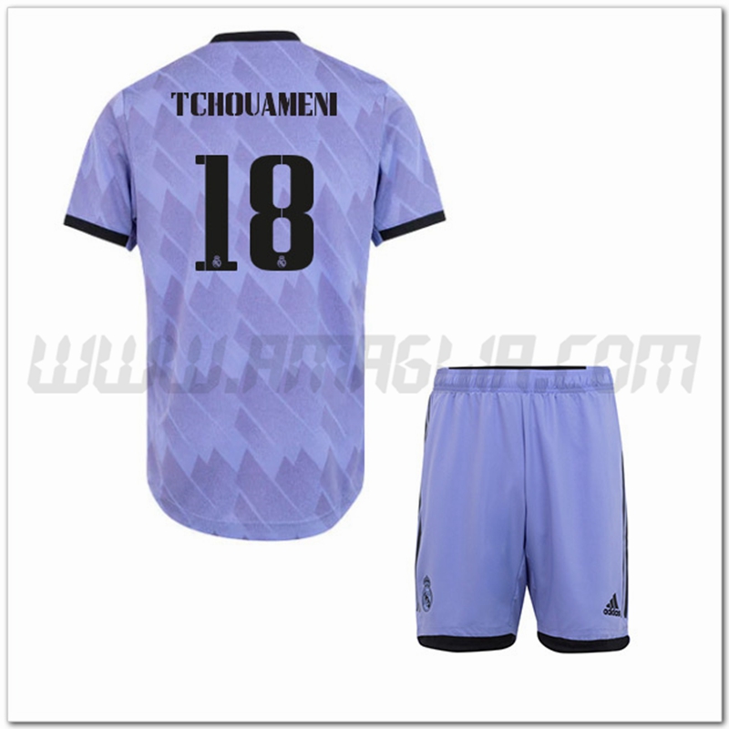 Kit Maglia TCHOUAMENI #18 Real Madrid Bambino Seconda 2022 2023