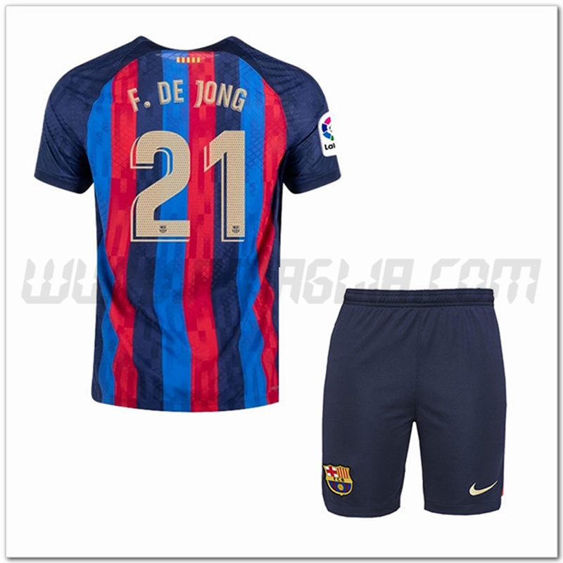 Kit Maglia F.DE JONG #21 FC Barcellona Bambino Prima 2022 2023