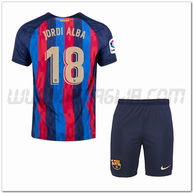 Kit Maglia JORDI ALBA #18 FC Barcellona Bambino Prima 2022 2023