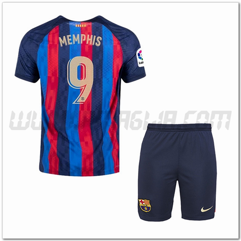 Kit Maglia MEMPHIS #9 FC Barcellona Bambino Prima 2022 2023