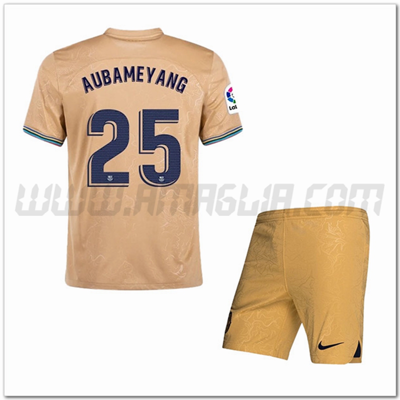 Kit Maglia AUBAMEYANG #25 FC Barcellona Bambino Seconda 2022 2023