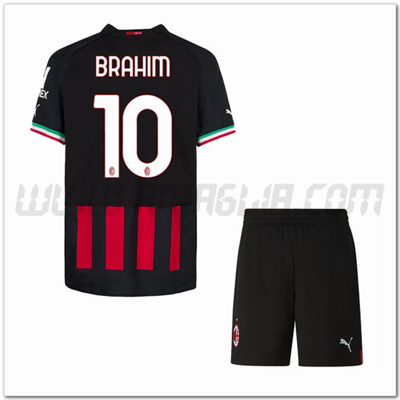 Kit Maglia BRAHIM #10 AC Milan Bambino Prima 2022 2023