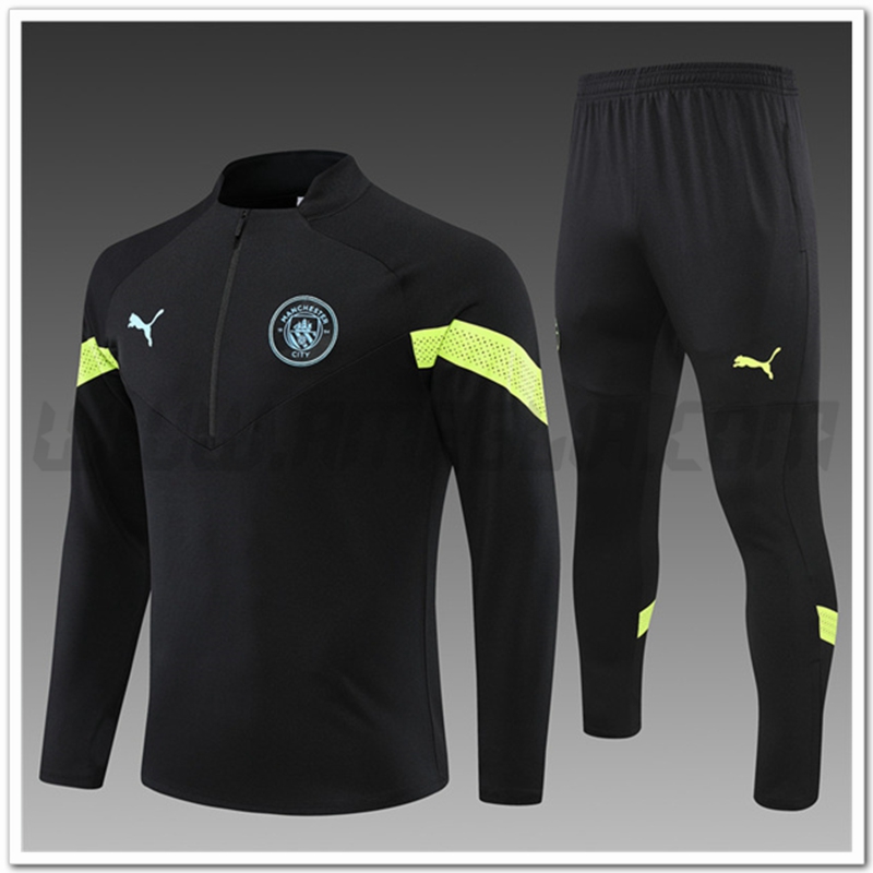 Tuta Allenamento Manchester City Bambino Nero/Verde 2022 2023