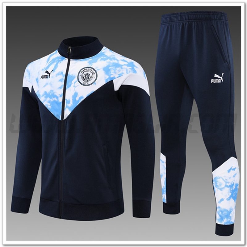 Tuta Giacca Allenamento Manchester City Bambino Blu Marino/Bianco 2022 2023