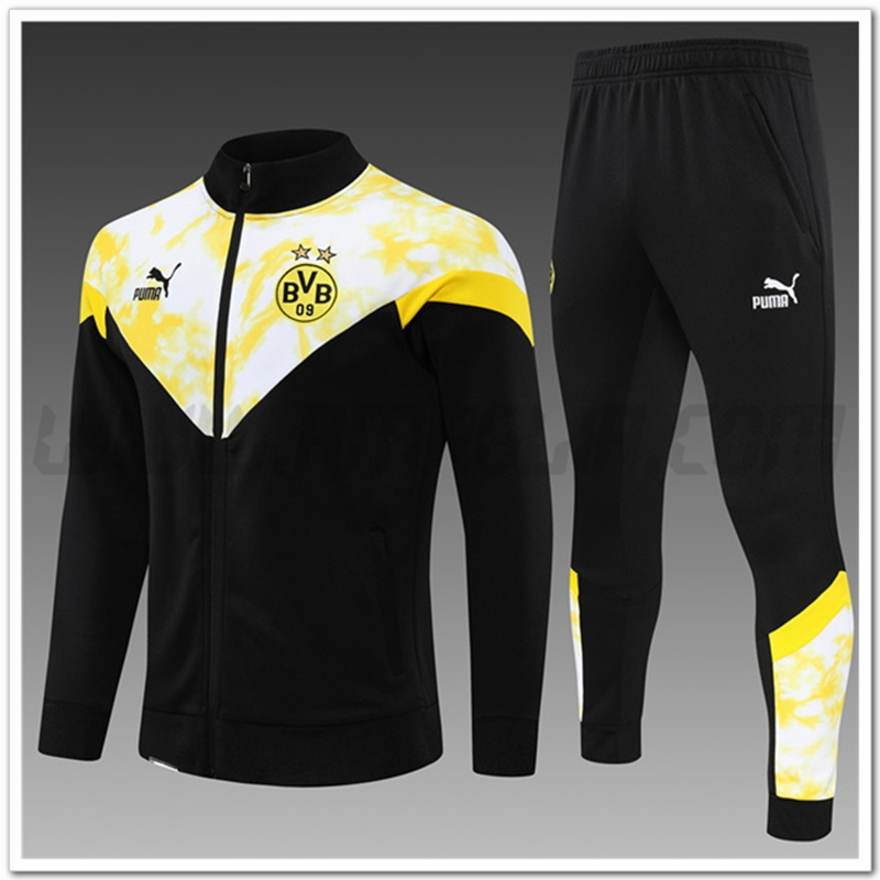 Tuta Giacca Allenamento Dortmund Bambino Nero/Giallo 2022 2023