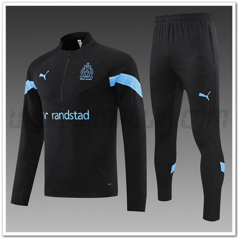 Tuta Allenamento Marsiglia Bambino Nero 2022 2023