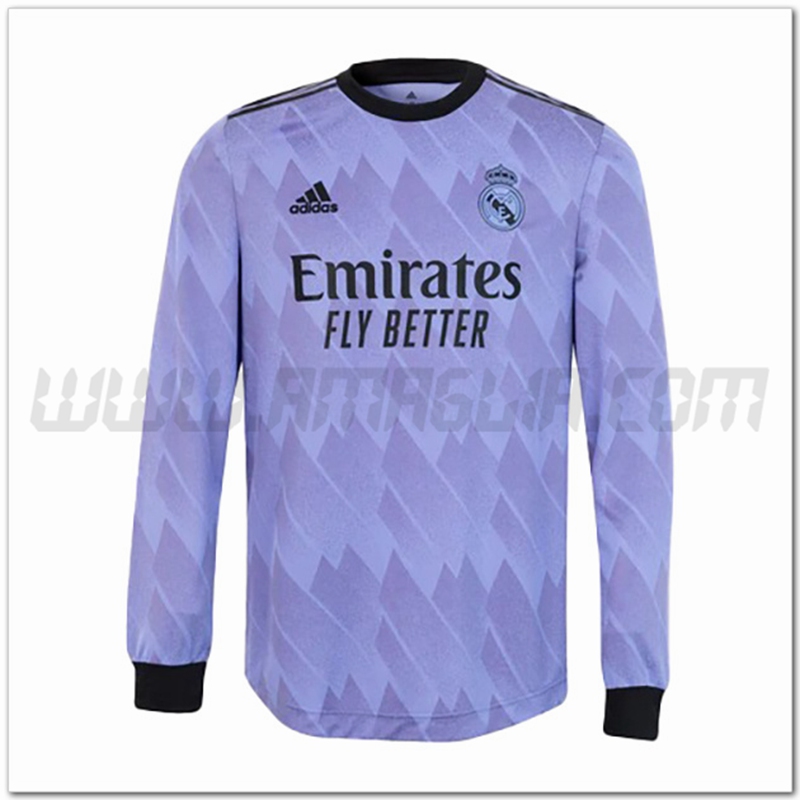 Seconda Nuovo Maglia Real Madrid Maniche lunghe 2022 2023 Viola