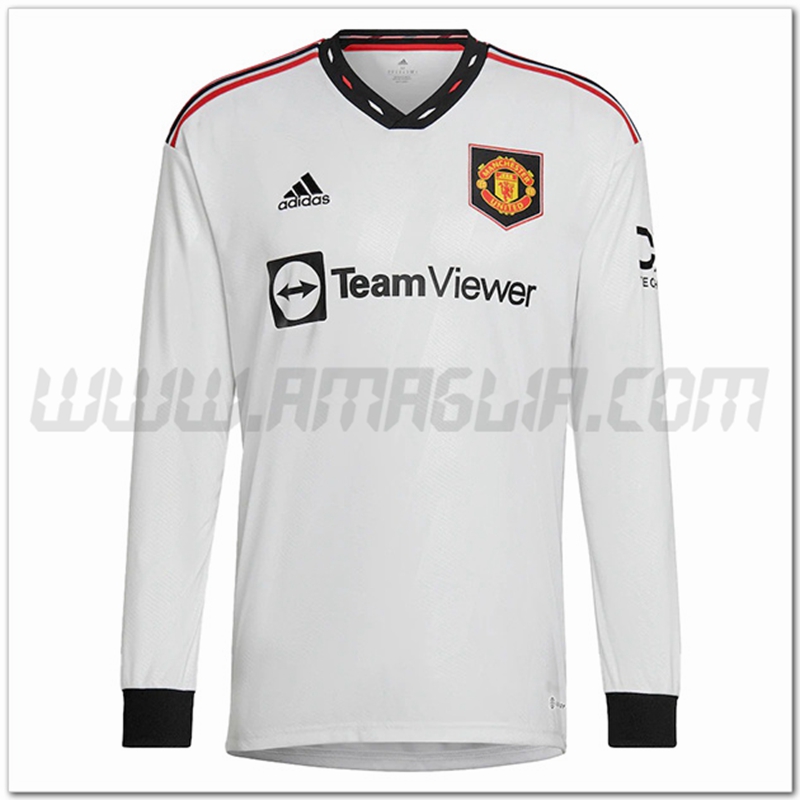 Prima Nuovo Maglia Manchester United Maniche lunghe 2022 2023 Bianco
