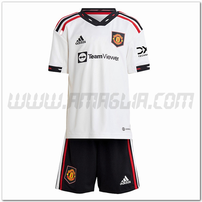 Nuovo Kit Maglia Manchester United Bambino Seconda 2022 2023