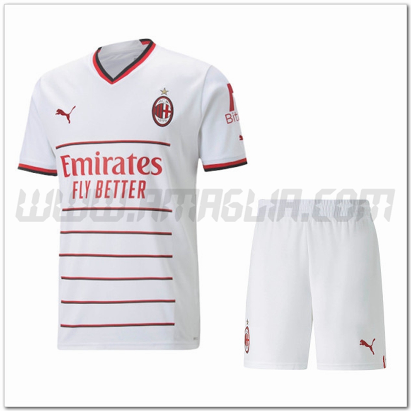Nuovo Kit Maglia AC Milan Bambino Seconda 2022 2023