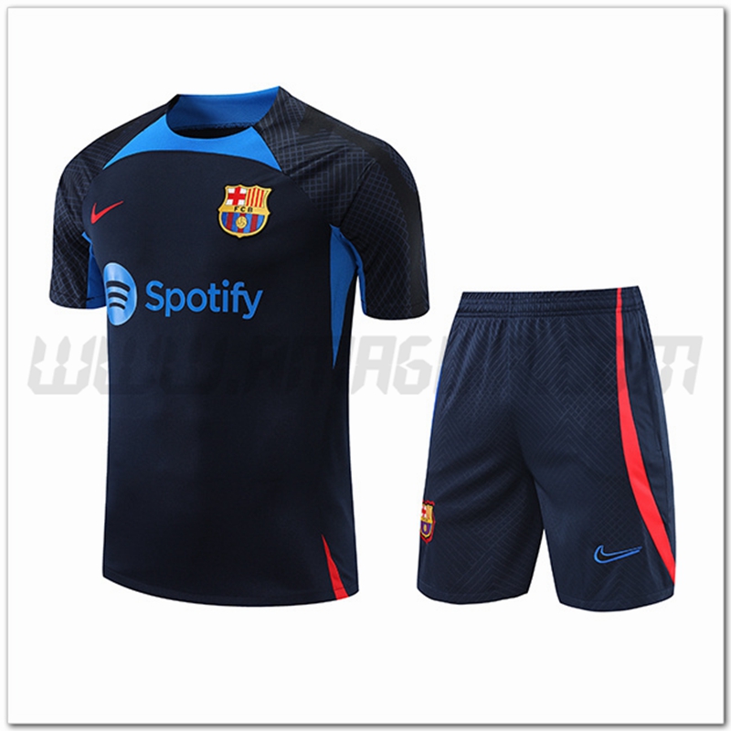Kit Maglia Allenamento FC Barcellona + Pantalonicini Blu marino 2022 2023
