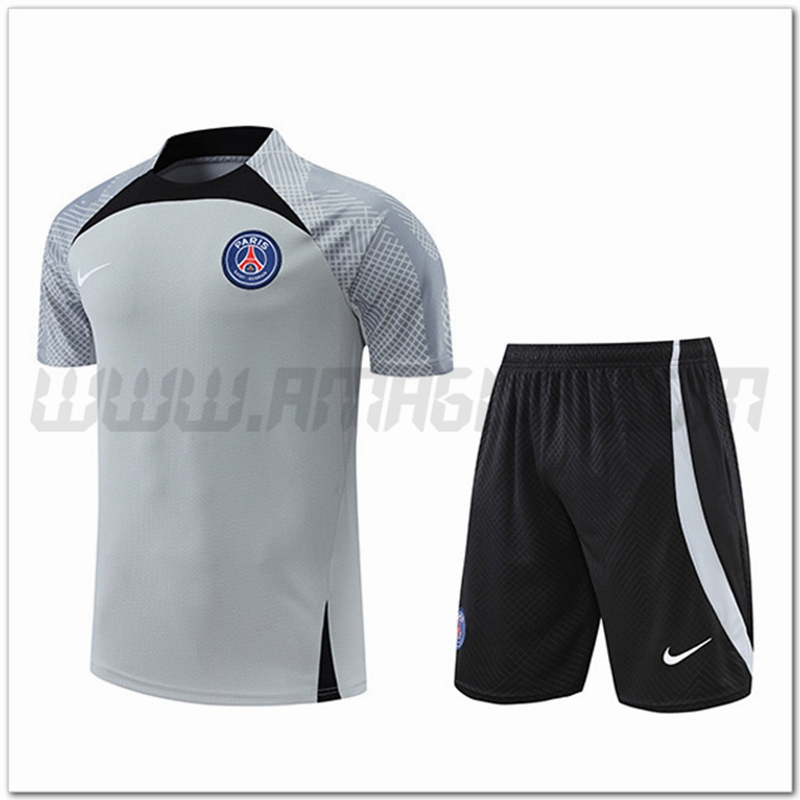 Kit Maglia Allenamento PSG + Pantalonicini Grigio 2022 2023