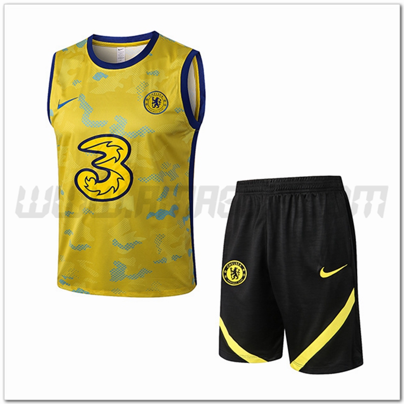 Kit Canotta da Allenamento FC Chelsea + Pantalonicini Giallo 2022 2023