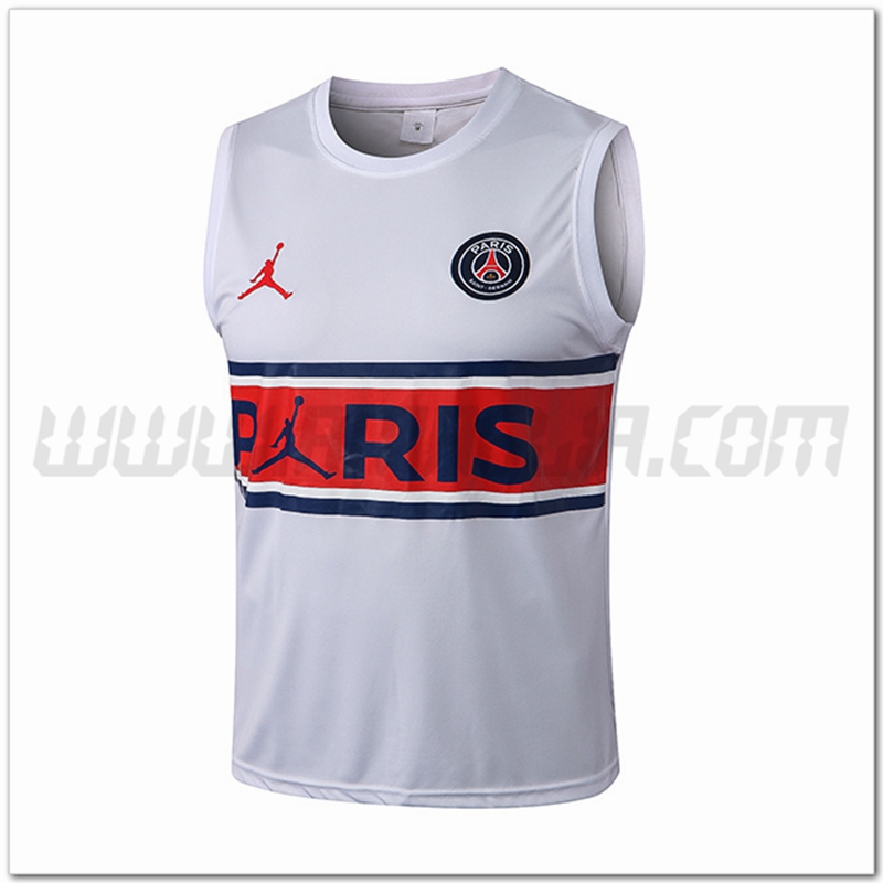 Canotta da Allenamento Jondan PSG Bianco/Rosso 2022 2023