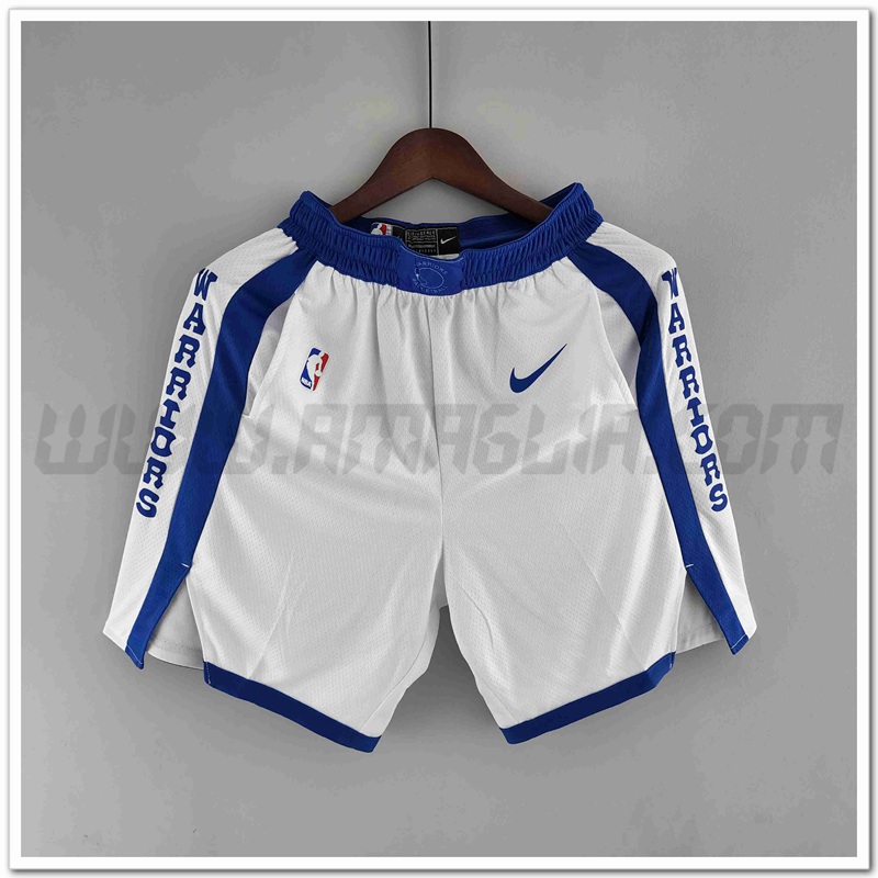 Pantalonicini NBA Golden State Warriors Bianco/Blu Trim