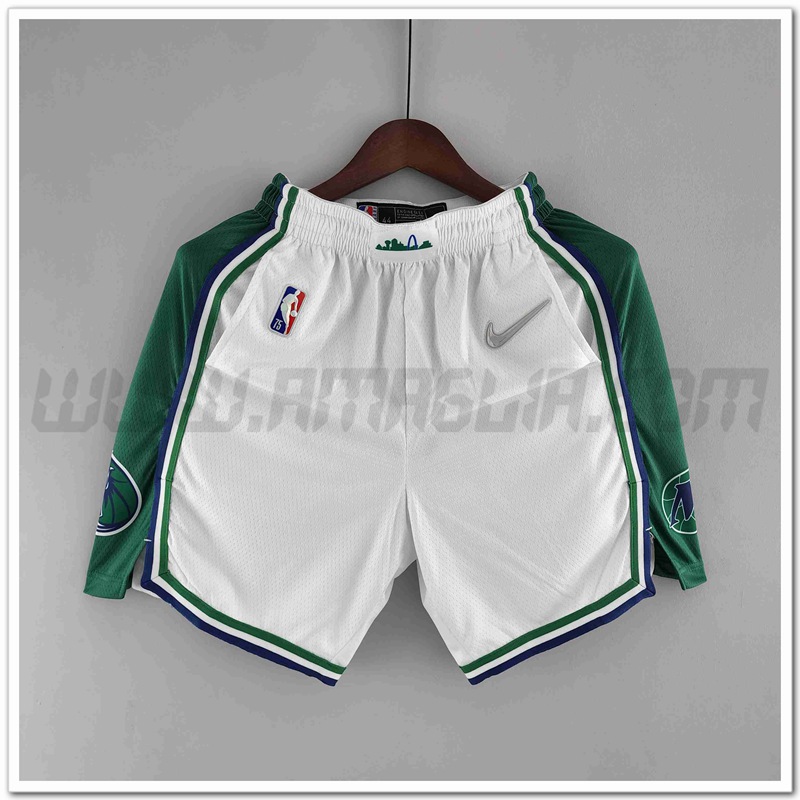 Pantalonicini NBA Dallas Mavericks 2022 Bianco/Verde Trim Urban Edition