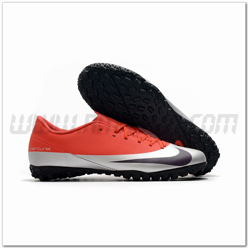 Nike Scarpe da Calcio Mercurial Vapor 13 Academy TF Rosso/D'argento