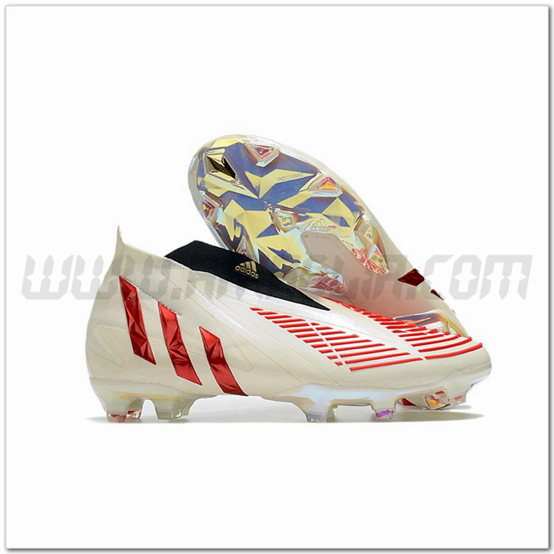 Adidas Scarpe da Calcio Predator Edge+ FG Bianco/Rosso