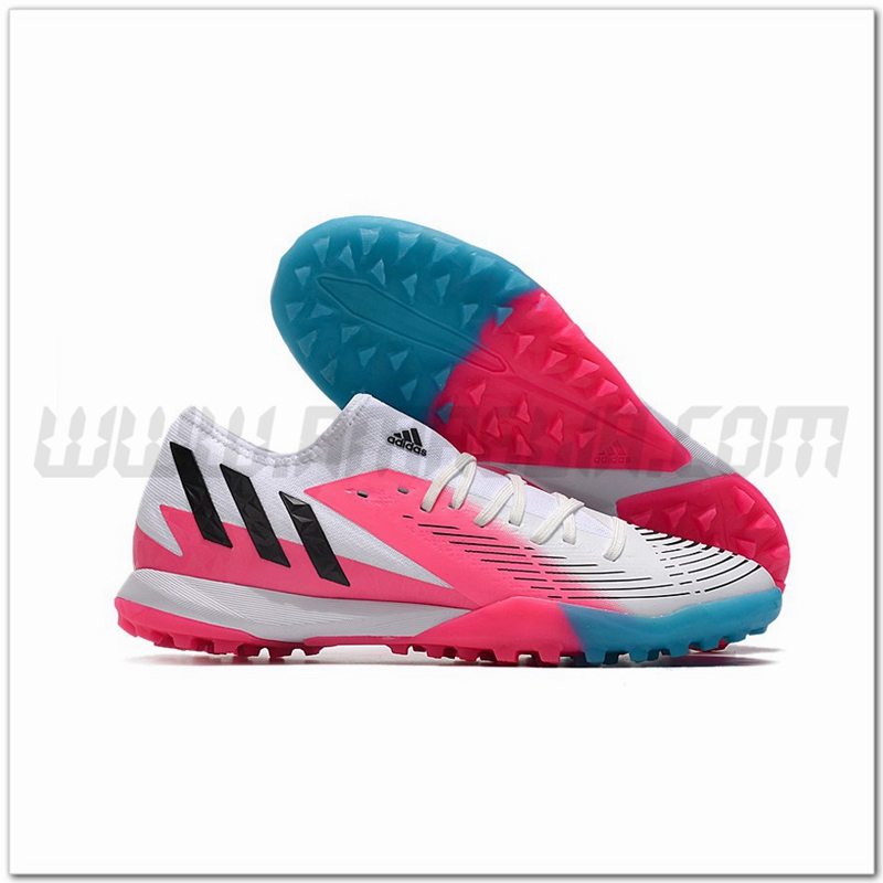 Adidas Scarpe da Calcio Predator Edge.3 Low TF Bianco/Rosa