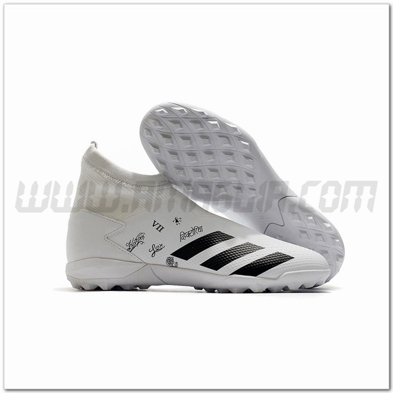 Adidas Scarpe da Calcio Predator 20.3 Laceless TF Bianco